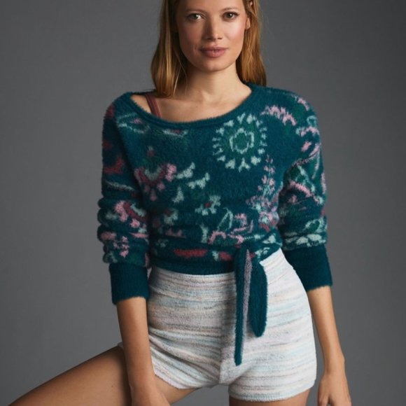Anthropologie Sweaters - 🖤 Anthropologie Daily Practice Open Back Floral sweater size XX small